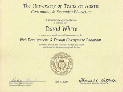 Certificate Website Development.